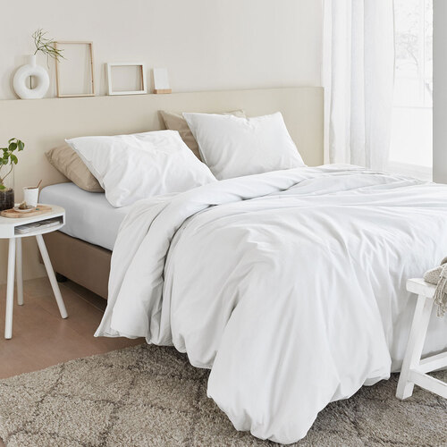 Bedding House Organic Cotton Basic White Quilt Cover Set Queen - Main Image