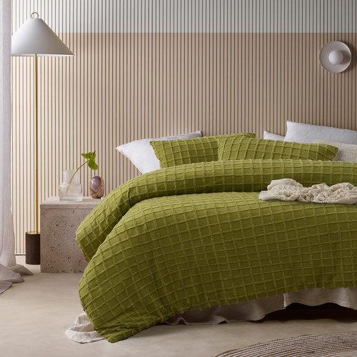 Vintage Design Homewares Parquet Cacti Green Cotton Quilt Cover Set King - Main Image