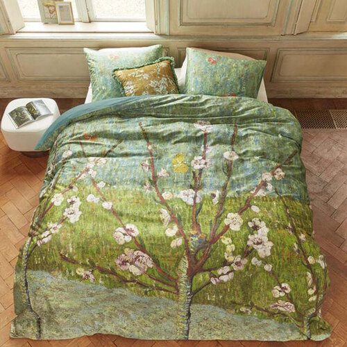 Bedding House Van Gogh Peach Trees Green Cotton Sateen Quilt Cover Set Queen - Main Image