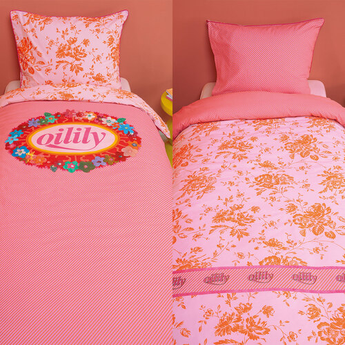 Oilily Prom Flowers Pink Cotton Quilt Cover Set Single - Main Image