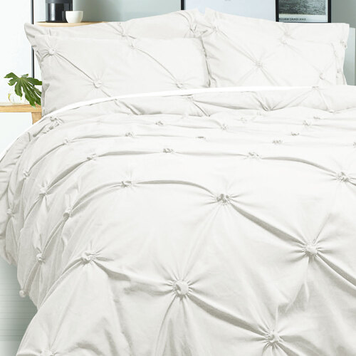 Bloomington Puffy Quilt Cover Set White DOUBLE - Main Image