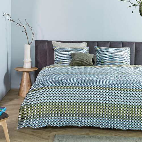 Bedding House Rhythm Blue Green Cotton Sateen Quilt Cover Set Queen - Main Image