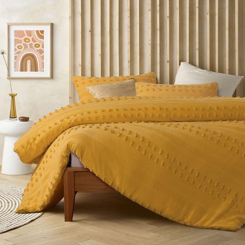 Vintage Design Homewares Sans Sovci Ochre Cotton Quilt Cover Set Queen - Main Image