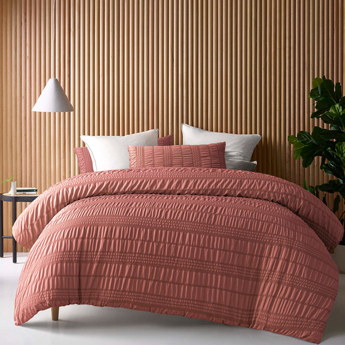 Accessorize Seersucker Tobacco Polyester Quilt Cover Set King - Main Image