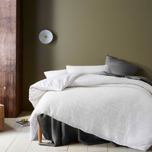 Accessorize Soho Waffle White Quilt Cover Set Queen - Main Image