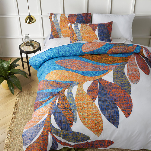 Accessorize Sorrel White Cotton Foliage Quilt Cover Set King - Main Image