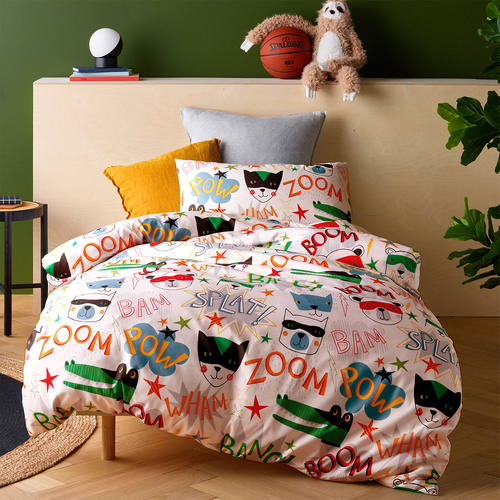 Happy Kids Superhero Quilt Cover Set Single - Main Image