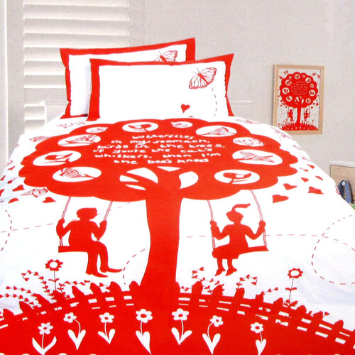 Happy Kids The Bees Knees Red Quilt Cover Set Single - Main Image