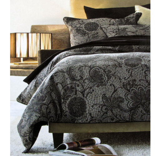 Accessorize Trudie Black Jacquard Quilt Cover Set Single - Main Image