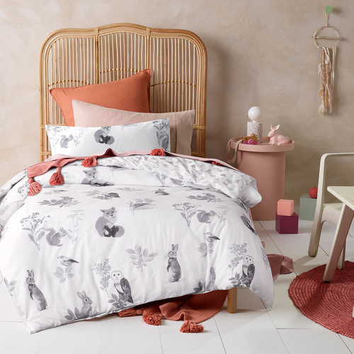 Happy Kids Woodland White Cotton Quilt Cover Set Double - Main Image