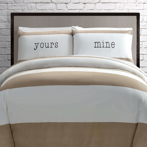 Big Sleep Yours Mine Neutral Quilt Cover Set Single - Main Image