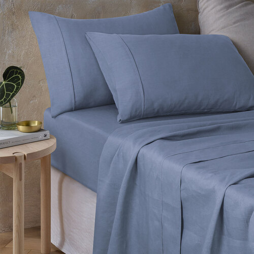 Vintage Design Homewares Sky Blue 100% Hemp Sheet Set Queen - Main Image