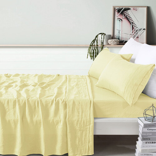 Vintage Design Homewares 100% Linen Butter Sheet Set Single - Main Image