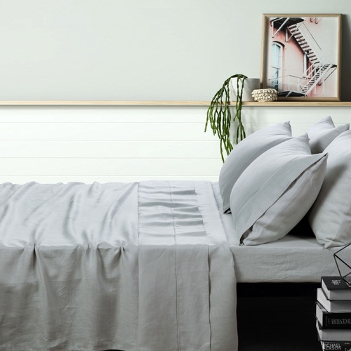 Vintage Design Homewares 100% Linen Dove Grey Sheet Set KING - Main Image