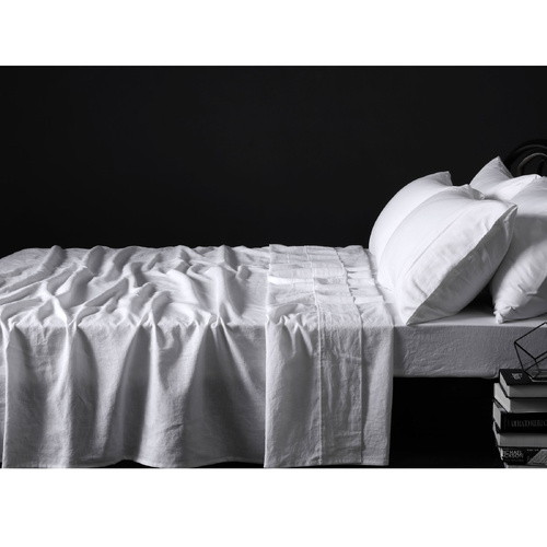Vintage Design Homewares 100% Linen White Sheet Set QUEEN - Main Image