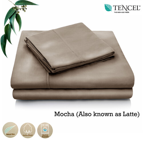 Accessorize Tencel Cotton Blend Sheet Set Mocha (Also Known as Latte) Single - Main Image