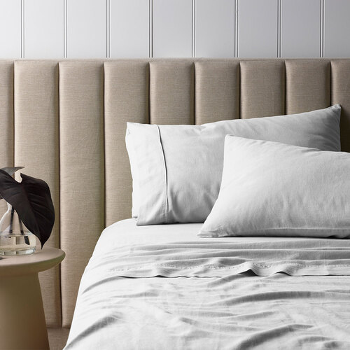 Vintage Design Homewares White Vintage Washed Linen Cotton Blend Sheet Set King - Main Image
