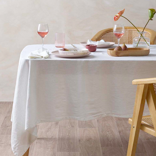 Vintage Design Homewares Helm White Washed Linen Cotton Tablecloth 180cm x 180cm Square - Main Image