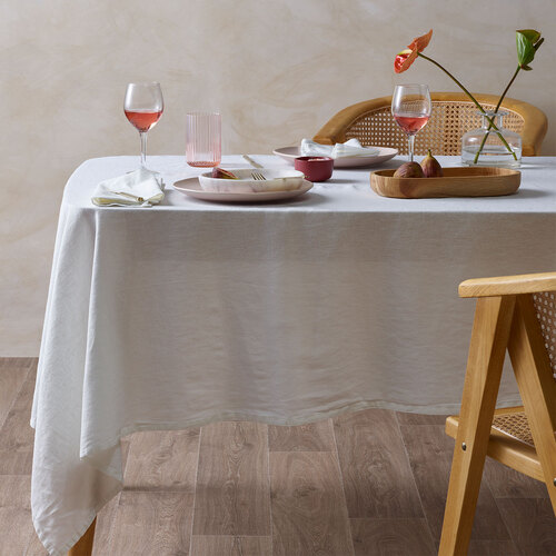 Vintage Design Homewares White Vintage Washed Linen Cotton Tablecloth 130x180cm - Main Image