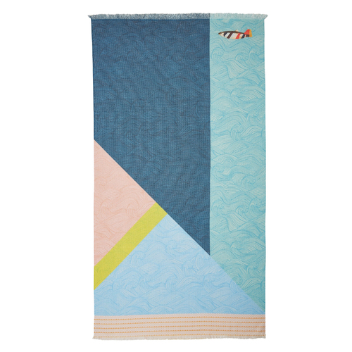 Oilily Cotton Digital Print Large Towel Stormy Waves - Main Image