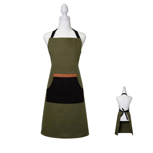 J Elliot Home Selby Cotton Apron 83 x 68 cm Olive & Black - Main Image