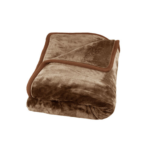 J Elliot Home 800GSM Luxury Winter Thick Mink Blanket Pecan Queen - Main Image