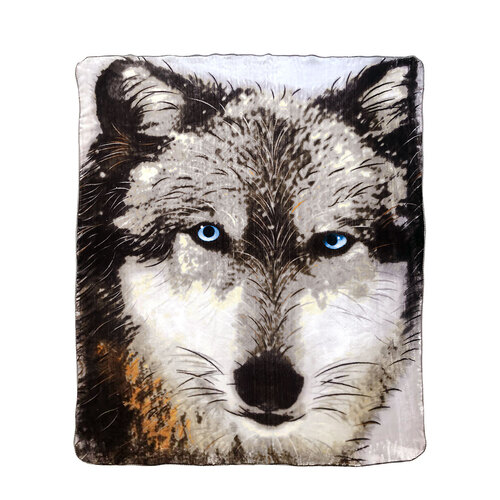 J.Elliot Home 350gsm Wolf Photo Mink Blanket - Main Image