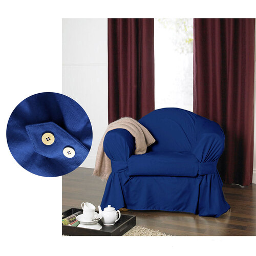 IDC Homewares Cotton Sofa Cover Navy (also known as Pacific Blue) 1 Seater 54 x 245 cm - Main Image