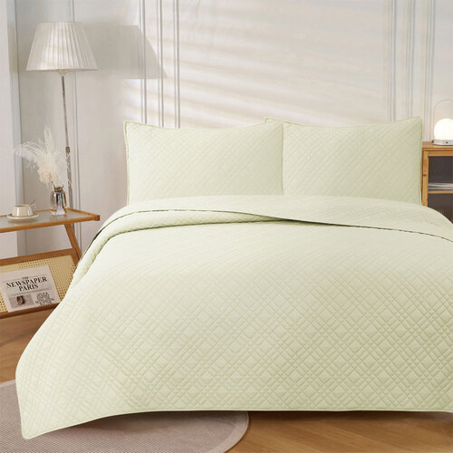 Jane Barrington Morris Light Cream Ultrasonic Embossed Lightly Quilted Reversible Coverlet Set King - Main Image