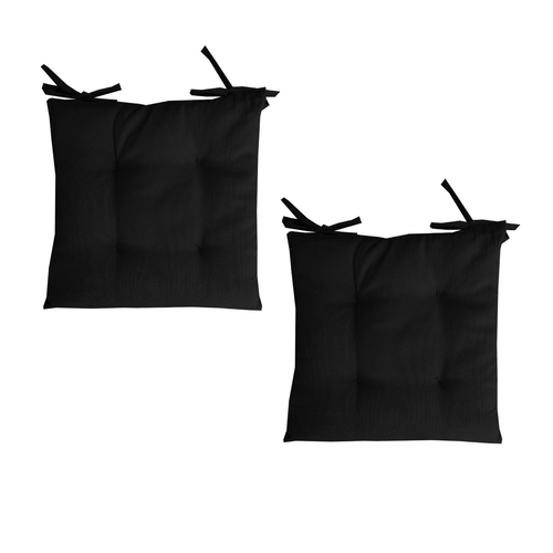 Set of 2 Outdoor Polyester Solid Chair Pads 40 x 40cm Black - Main Image