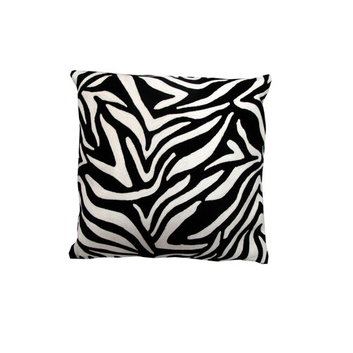 J.Elliot Home Zebra Embroidered Black Filled Cushion 43 x 43 cm - Main Image