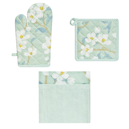 Set of 3 Renee Cotton Cover Kitchen Textile Mint Green - Main Image