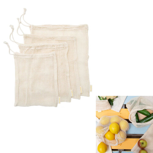 J Elliot Home Lemonade Karma Set of 4 Cotton Eco-Friendly Natural Mesh Storage Bag Set - Main Image
