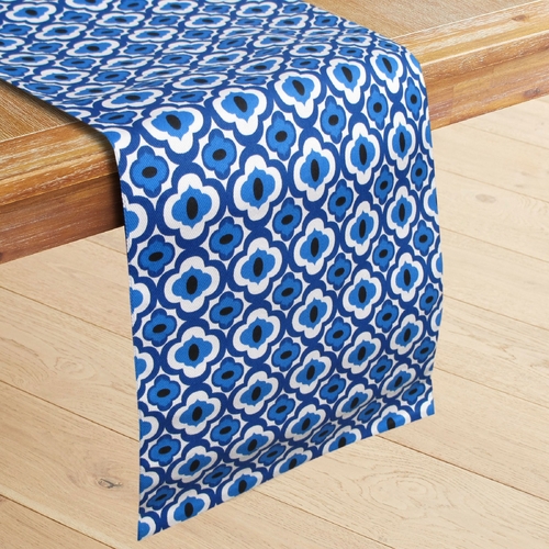 IDC Homewares 100% Cotton Printed Table Runner Azure Blue - Main Image