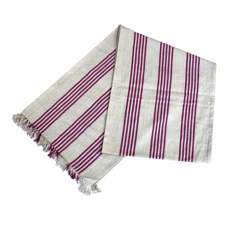 Mason Grey Purple Fringe Cotton Table Runner 33 x 180 cm - Main Image