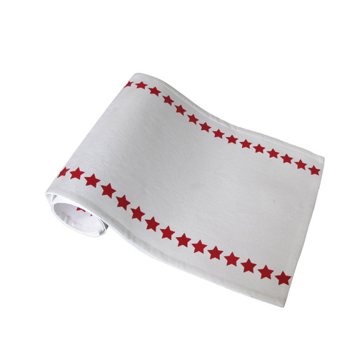 Christmas Print White Table Runner 33 x 180cm Stars - Main Image