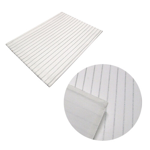 Silver Stripes Cotton Metallic Print Table Runner 33 x 180 cm - Main Image
