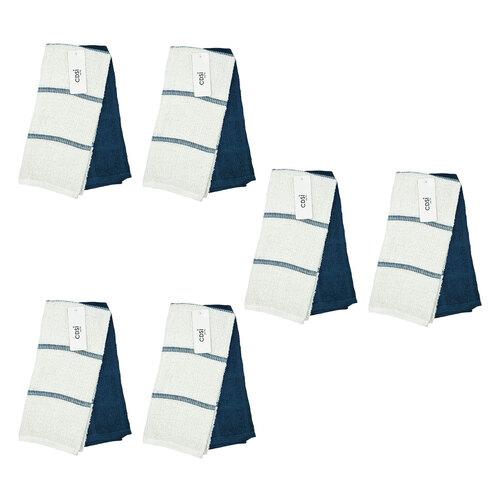 Set of 12 Rosa Navy Cotton Rich Terry Tea Towels - Main Image