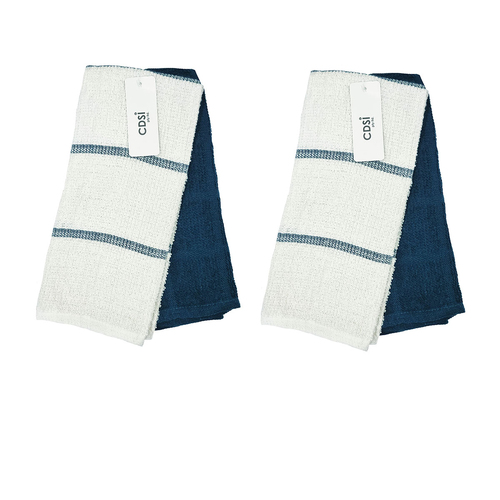 Set of 4 Rosa Cotton Rich Terry Tea Towels 42 x 62cm Navy - Main Image