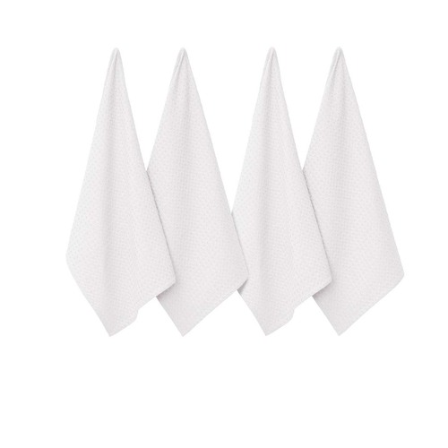 J Elliot Home Waffle Set of 4 Cotton Tea Towels 50 x 70 cm White - Main Image