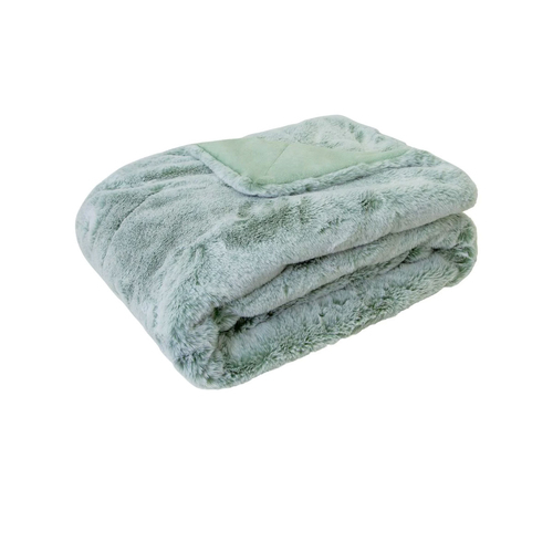 J Elliot Home Archie Sage Faux Fur Throw Rug 130 x 160cm - Main Image