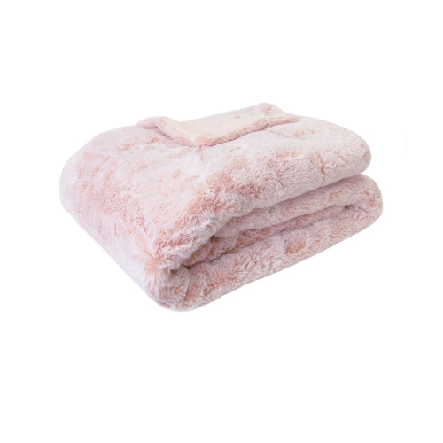 J Elliot Home Archie Soft Pink Faux Fur Throw Rug 130 x 160cm - Main Image