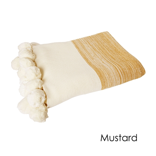 J.Elliot Home Calgary 100% Cotton Throw Rug Mustard - Main Image