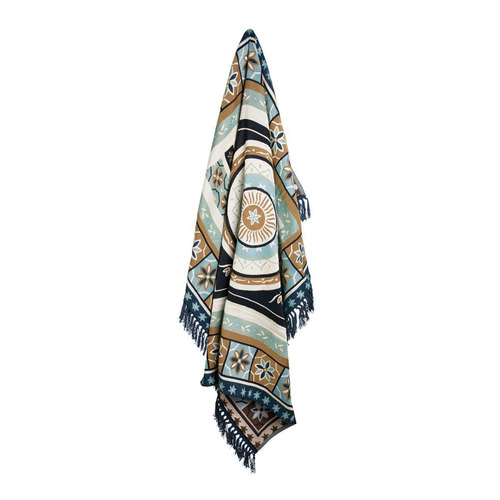 J Elliot Home Kasbah Luxury Fringe Throw 130 x 160cm Blue - Main Image