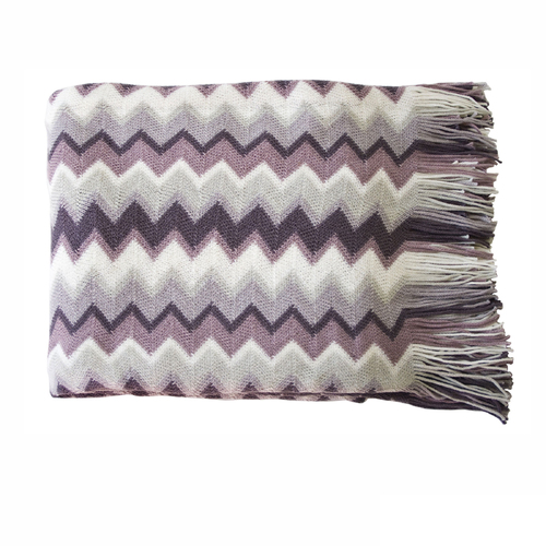 IDC Homewares Chevron Knitted Throw Lilac Mix - Main Image