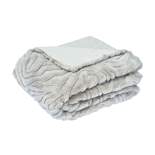 J Elliot Home Rita Silver Grey Faux Mohair Throw Rug 130 x 160cm - Main Image