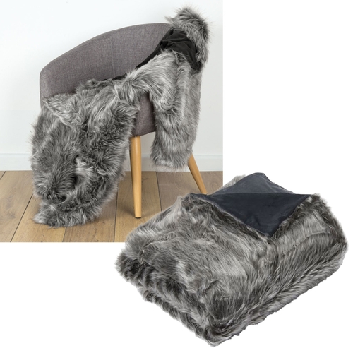 IDC Homewares Luxury Wolf Faux Fur Throw 125 x 150cm - Main Image