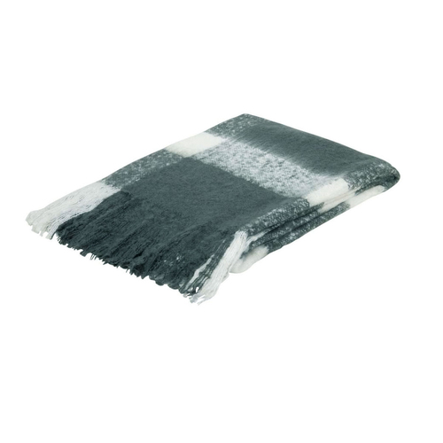 J.Elliot Home Wren Faux Mohair Throw Charcoal/White - Main Image