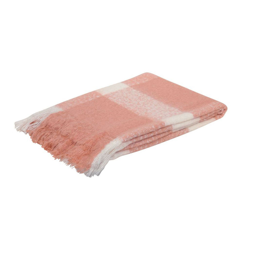 J.Elliot Home Wren Faux Mohair Throw Clay Pink/White - Main Image