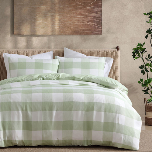 Ardor Ashlea Sage Oversized Waffle Check Quilt Cover Set King - Main Image